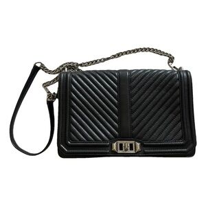 REBECCA MINKOFF Black Quilted Chain Strap Shoulder Bag
